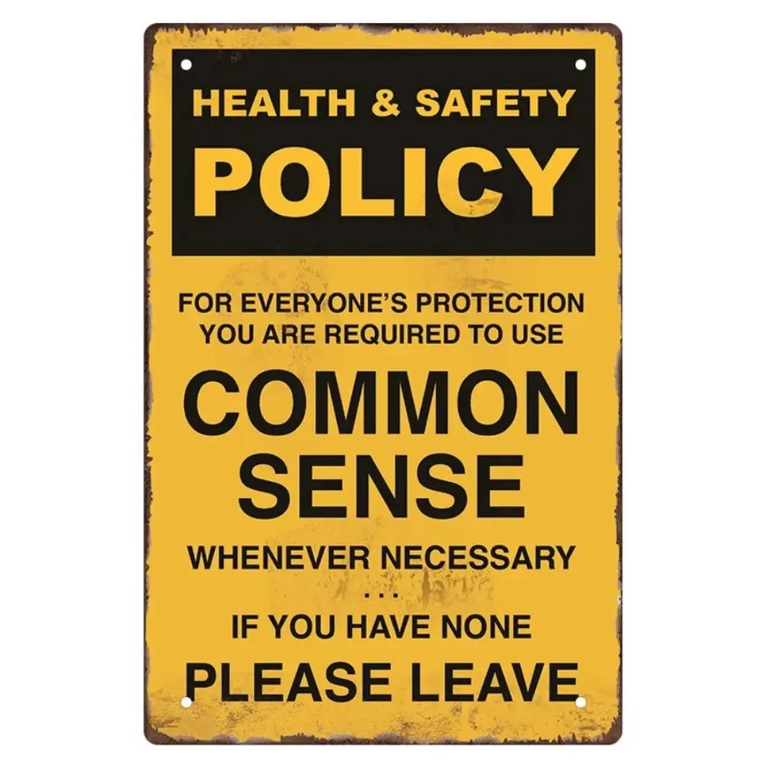 Health & Safety Policy Sign, Vintage Metal Sign, Compliance Sign, Common Sense Sign, Wall Decor for Bar, Workshop, Garage, Vintage Garage Signs