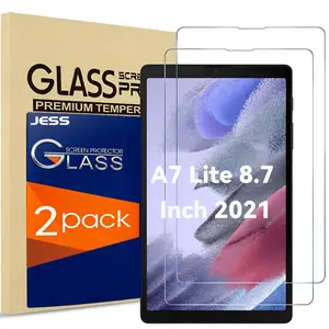 JESS 2-Pack HD Tempered Glass Screen Protector, Tablet Protector for Samsung Galaxy Tab A7 Lite 8.7 Inch 2021 T220 T225 T227, Case Friendly, Anti-Scratch