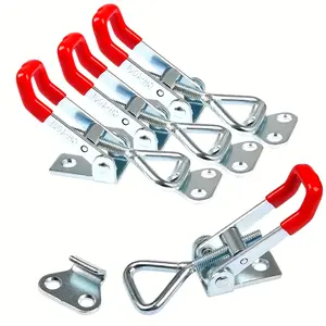 4pcs Heavy Duty Toggle Latch Clamps Quick Release with Red Lever 304 Stainless Steel Adjustable Draw Latch Locking Buckle for Tool Box Cabinet Door Trailer Workbench Industrial Clamping Hardware Corrosion Resistant Durable,summervibes