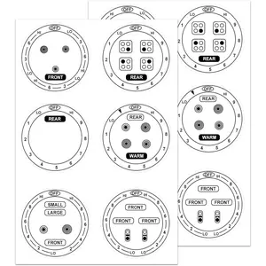 12 count Stove Dials Sticker for Burner Cook Top Hob Cooker Top Oven Replacement Adhesive knob Symbols Electric Range Knob Kit  for Identify The Burners (Black)