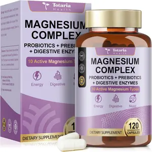 10-in-1 Magnesium Complex Supplement with Probiotics Prebiotics & Digestive Enzymes, 100 Billion CFU Probiotics for Women, Daily Probiotic for Immune, Sleep Calm, Gut & Digestive Health, Vegan Non-GMO
