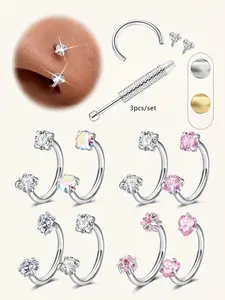 Horseshoe Nose Ring Set, Nose Ring Jewelry, Hypoallergenic Stainless Steel Lip & Cartilage Piercings, Heart Star Design, All-Seasons Wear, Unisex