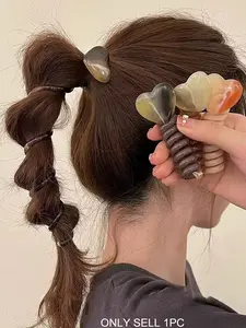 Simple Heart Bubble Ponytail Hair Tie, Cute Telephone Cord Hair Band, Tail Braid Tool, Perfect for Daily Festival Party Wear