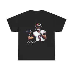 Jaden Daniels Autograph Football Tee – Washington Commanders Vintage Graphic Shirt, Unisex Cotton Crewneck Streetwear retro vintage graphic tee gift t-shirt