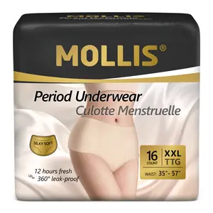 【Memorial Day Deals】MOLLIS Disposable Period Underwear, Heavy Flow Leakproof, Postpartum & Menstrual Panties, Super Absorbent, Unscented, 16Count, Beige