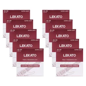 LEKATO ES-09 Electric Guitar Strings, 5/10 Set of 6 Hex Steel String(09-42), Nickel Plated Steel Coated  Electric Guitar Strings with Ball End