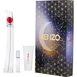 Kenzo Flower Set-Eau De Parfum Refillable Spray 3.4 Oz & Body Milk 2.5 Oz & Eau De Parfum Refillable Spray 0.34 Oz Mini For Women