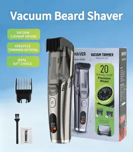 Vacuum Beard Shaver for Men,Built-in Vacuum Trimmer for Mustache,IPX6 Waterproof, 2 Comb,Electric Shaver and Razor Rechargeable 2-in-1 Body and Facial Epilator,Husband Gift for Birthday and Halloween & Christmas Comfort