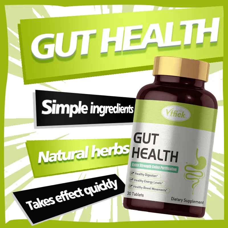 Vffiek Gut Health Supplement for Adults, 30 Tablets, Daily Digestive Wellness Support with Prebiotic Fiber, Probiotic Blend, Flaxseed, Okra, Senna Leaf & Inulin