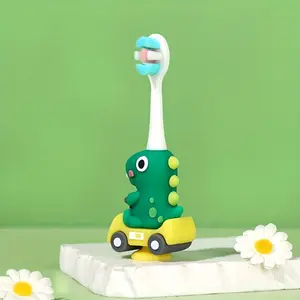 Dinosaur Car Toothbrush Holder, Soft Bristles Gums Protection, Convenient Baby Oral Care, Safe and Comfortable Design