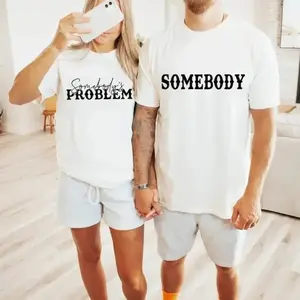 Funny Matching Couple Letter Graphic Casual T-Shirt Set