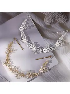 Cross-border Fashion Alloy Floral Headband Hand-inlaid Diamond Flower Soft Headband Beautiful Bride Wedding Photography Hair Accessories Sparkle Flower Crown Headband