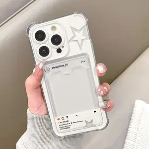 for use with iphone 17air 16 pro max hollow star cases iphone 15 plus 14 pro Card Slot Phone Cover for iphone 13/12/11 PhotoHolder for iphone X/XS XSMAX para Samsung galaxy S25 EDGE S24 ULTRA S23 FE S22 PLUS A56/55/54/53