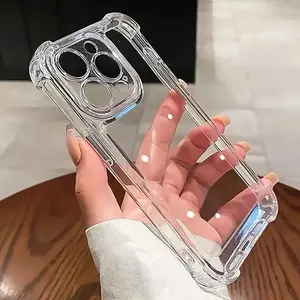 Clear shock-resistant see-through bumper TPU protection phone cases for iPhone 16 15 14 13 12 11 Pro Max Plus