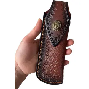Folding Knife Sheath，2.3/6.3" Leather Pocket Knife Sheaths for Belt, Loop Portable Folding Knife Sheath for Camping Hunting Jungle Exploration