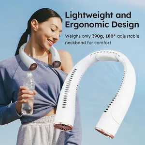 Portable Neck Fan 78 Surround Outlets Home Summer Air Cooled Neck Hanging Fans for Outdoor Silent Neckband Wearable Sports Running Travel Cable Usb