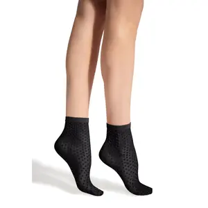 Black Satin Touch Dots Socks