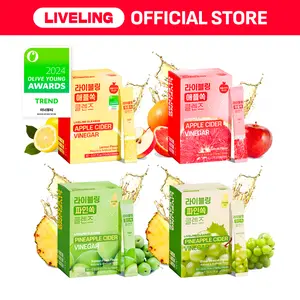 [Fullight Official] Liveling Apple Cider Vinegar Drink Stick, Daily Wellness Stick, Sugar-Free, Low-Calories, Portable On-The-Go Packets (30 sticks), Lemon Grapefruit Korean-plum ShineMuscat