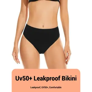 LEOVQN Leakproof Period Bikini Bottoms UV50+ Waterproof Menstrual Swimwear for Women Teens Light Flow Beach Pool