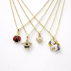 Short Gold Chain Necklaces 14&17 Inches with Multiple Charms – High Quality Water Resistant Hypoallergenic Gift