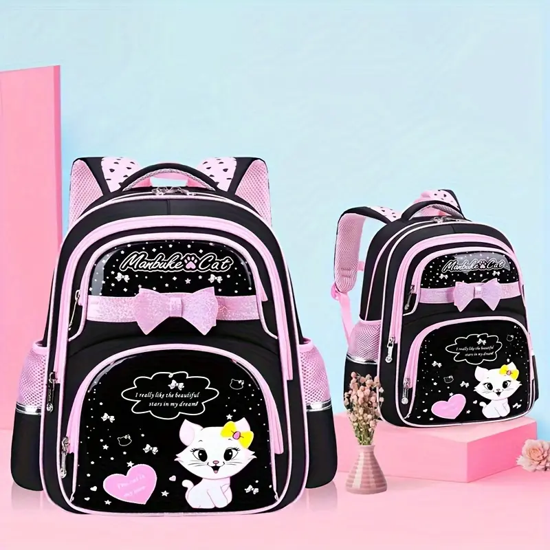 Nylon Kids' Graphic Backpack for Elementary School Girls (Grades 1-3,6) - Cute, Lightweight, No Wheels, Back Support Shoulder Bag, Grades 1, 2, 3, 6