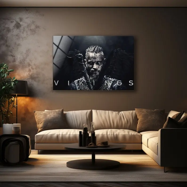 Vikings Wall Art , Ragnar Lothbrok Wall Art , Tempered Glass Wall Art , Glass Printing , High Quality , Modern Wall Art , Birthday Gift