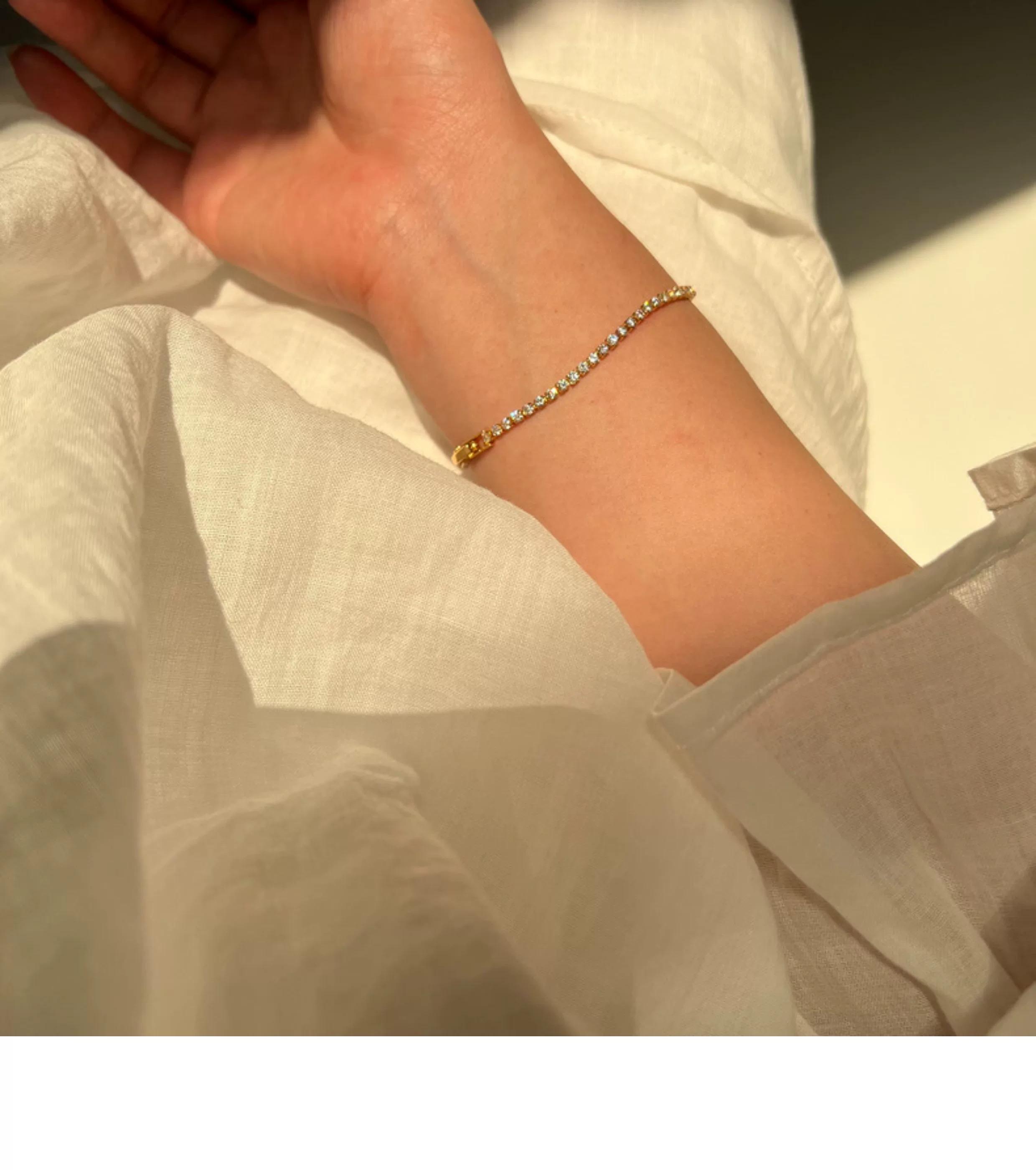 High-end Customized Tennis Bracelet — Ultra-Delicate & Dazzling Diamond Line,Stackable Wristband, Perfect Gift  for Girlfriend.