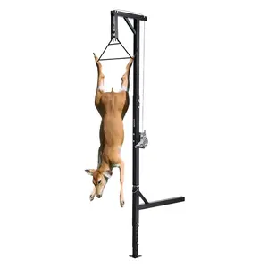 VEVOR Truck Hitch Game Hoist, 600 lbs Load Capacity, Hunting Deer Hoist with 2-inch Receiver, 360-Degree Swivel Shaft Adjustable Height, Includes Gambrel Winch for Skinning Cleaning Game