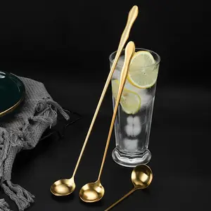 Stainless Steel Long Handle Teaspoon, 3 Counts/set Ice Coffee & Tea Mixing Spoon, Kitchen Utensils for Home Use