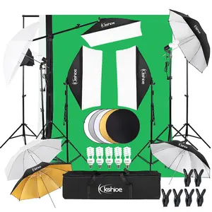 Photography Lighting Kit, 6.5x10feet/2x3m Backdrops Stand Support System, 5 in 1 reflectors, 1600w 5500k Umbrellas Softbox Continuous Lighting Kit for Portrait, Product and Video Shooting