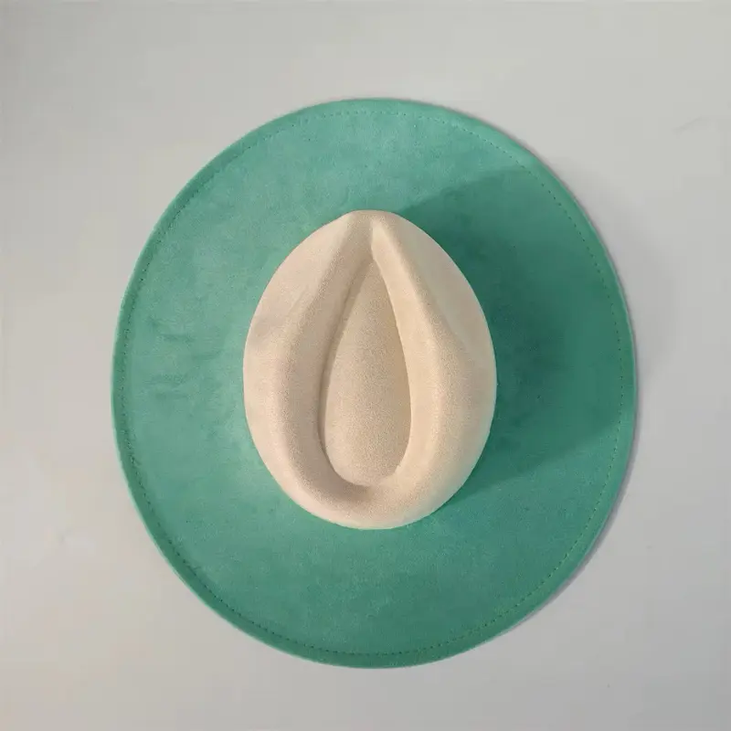 2-Toned Unisex Vegan Suede Fedora Hat Blank - Wide Brim, Polyester Fabric, for Pyrography, Engraving