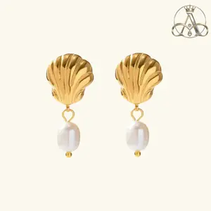Vintage Shell Pearl Earrings | Elegant Drop Earrings for Women Trendy Jewelry