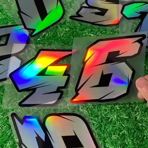 Laser Number Sticker, Racing Style Waterproof Sun Protection Number Decals, Suitable for Motorcycle Tanks, Front Windshields, Helmets, Car Windows, Decals Stickers, Hologram Stickers, Car Decorations, Sticker for Cars
