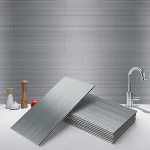100-Pieces Peel and Stick Stainless Steel Backsplash Self-Adhesive Metal Tiles, 3" x 6" Subway Stove Backsplash (Not )