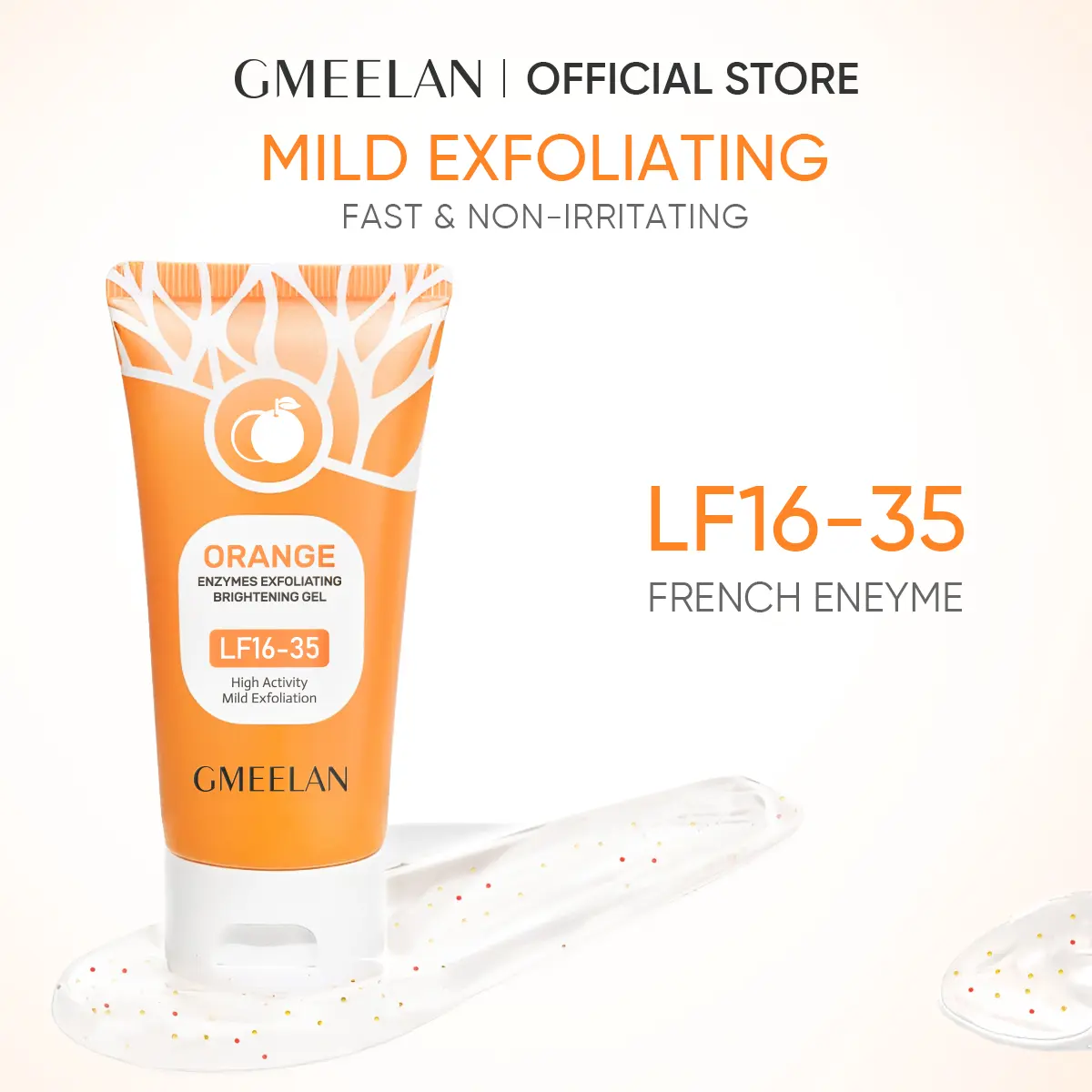 【N】GMEELAN Orange Enzymes Exfoliating Gel 50G - Skincare for Flawless Complexion & Pore Minimization with Natural Enzymes