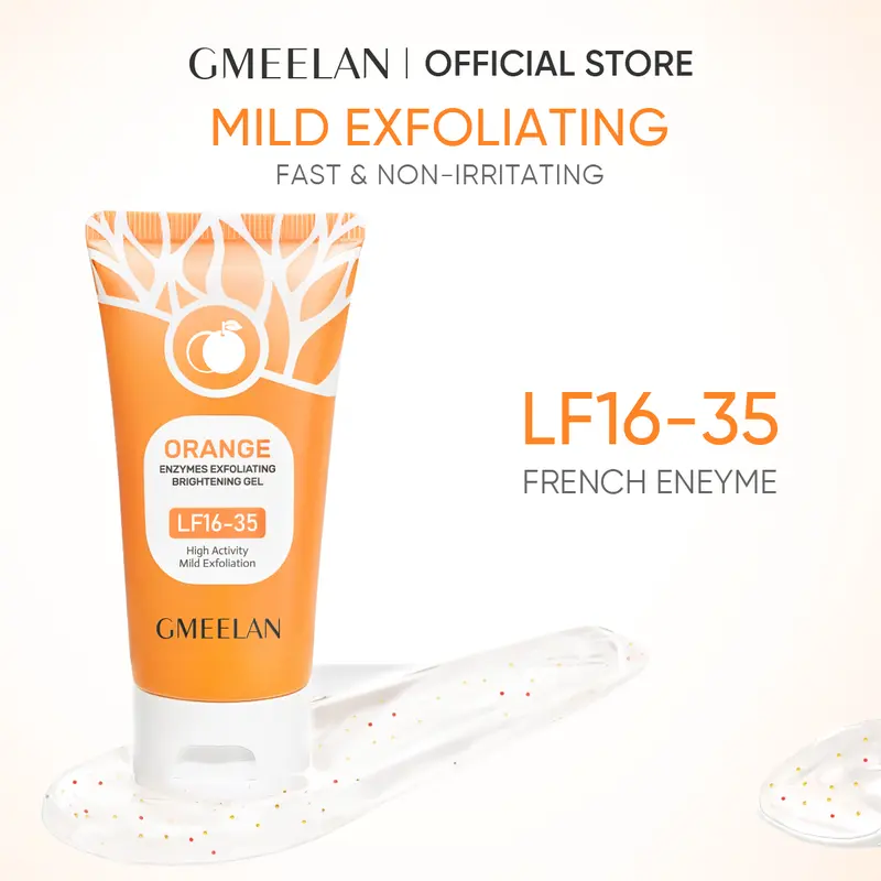 GMEELAN 50G Orange Enzymatic Exfoliating Gel - Brightening Exfoliator, Mild Exfoliate, Gentle Enzyme Peel, Minimizing Pores, Pore Control, Promoting Even Skin Tone & Texture, Natural Orange Enzymes for All Skin Types