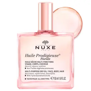 NUXE Huile Prodigieuse Florale - Organic All-in-One Oil for Body, Face & Hair. Radiant Looking Glow and Skin Hydration 1.6 Fl Oz Hydrating, Comfort, Cosmetic,  Moisturizer, Smooth, Scent, Moisturizing, Moisture