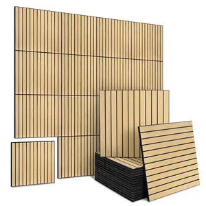 16-Pack Peel and Stick Acoustic Wall Panels, 11.8" x 11.8" PET Soundproof & Noise Cancelling Acoustic Felt, Self-Adhesive 3D Sound Absorbing Slat Wall Paneling for Interior Wall Decor
