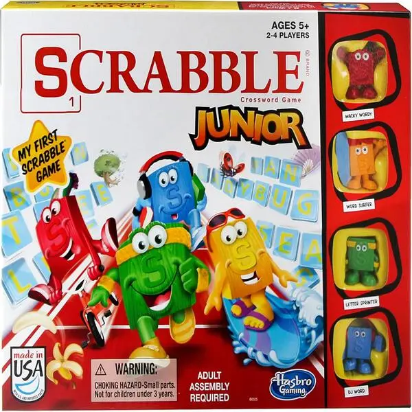 Scrabble Junior Board Game for Kids, Educational Word Game for Families, 2–4 Players, Ages 5+, Fun Back-to-School Classroom Gift
