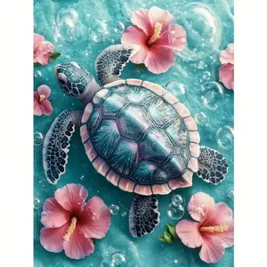 5D Full Drill Diamond Painting Turtle DIY Kit, Diamond Pattern Design, Canvas Home Decor Gift for Adults, Wall Art Craft Supplies, Handmade Gifts