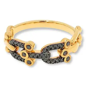 Rarities Gold-Plated 1/5ctw Diamond Horseshoe Link Band Ring