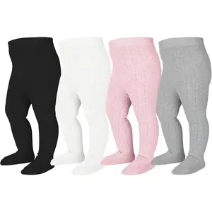 Mini Angel Baby Tights Cable Knit Seamless Cotton Stockings 3 4 Pack for Infants Toddlers 0 5T