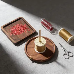 Handmade Walnut Thread Spool Holder, Detachable Brass Spool Stand, Ideal for Sewing & Embroidery, Durable Craft Tool Accessory, Sewing Tools