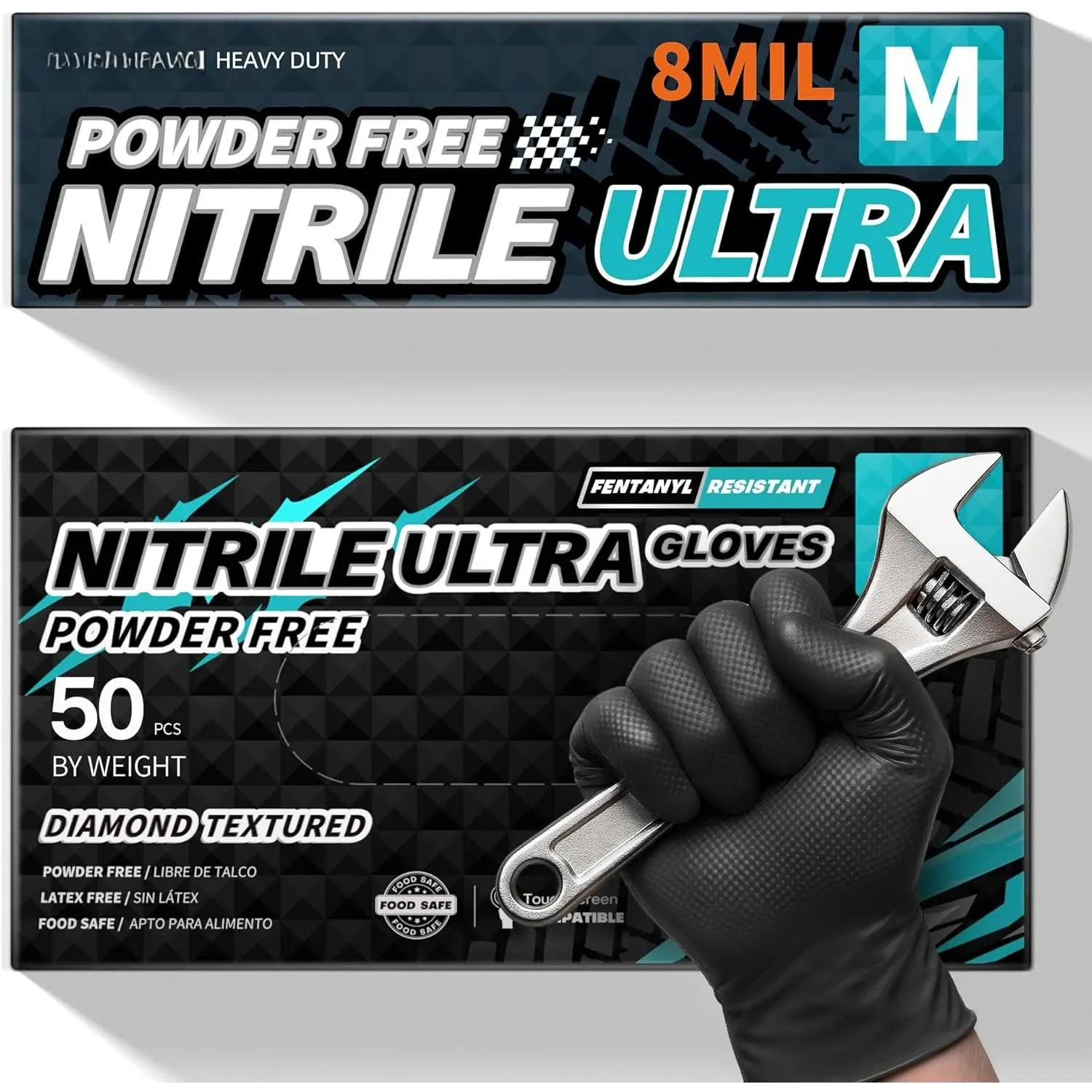 Disposable Gloves, 8Mil Latex & Free Resistant Heavy Duty Safe Glove Black 50 count Disposable Gloves, 8Mil Latex & Free Resistant Heavy Duty Safe Glove Black 50 count