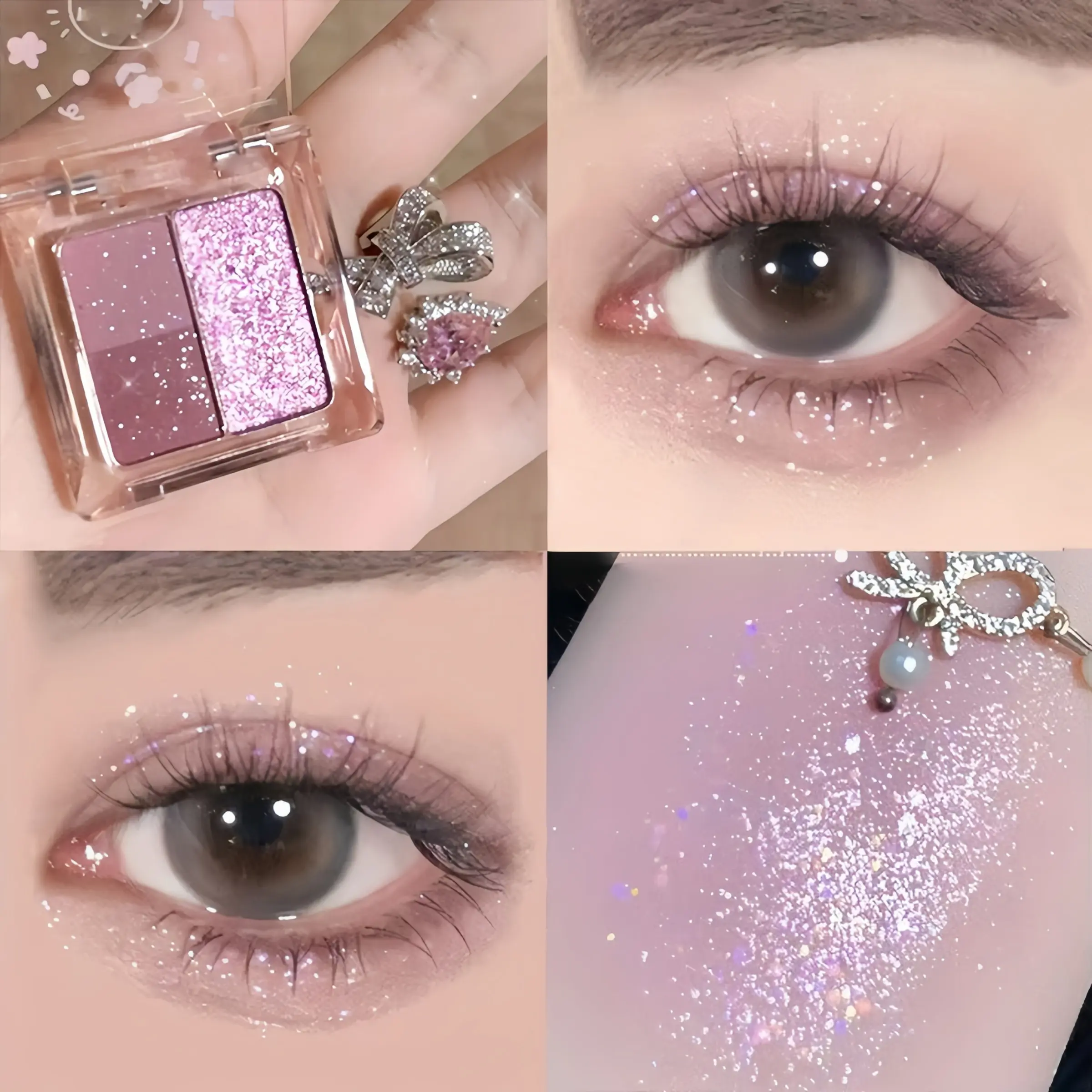Mini Compact Four-color Shimmering Eyeshadow Palette, Shimmer Sparkle Palette, Cookie Rose, Earth Color, Matte And Glitter Shimmer, Women's Portable Travel Eye Makeup