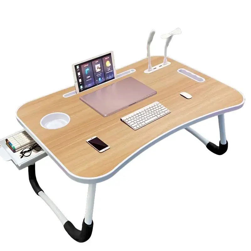 laptop  desk  bed Laptop Bed Desk Foldable Tray Table with 4 USB Ports Cup Holder Phone Tablet Slot Storage Drawer Non Slip Feet for Home Use, Lap Desk Lapdesks, Portable Workstation Bed Lapdesks