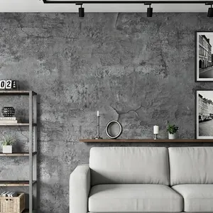 Grey Concrete Wallpaper Peel and Stick Texture Cement Contact Paper Removable Concrete Wall Covering Industrial Wall Living Room Bedroom Furniture DIY 15.8inx10ft