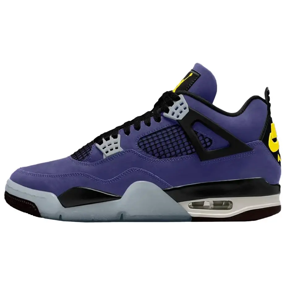 Jordan Air Jordan 4 Abrasion Resistant Mid Top Vintage Basketball Shoes Unisex Purple