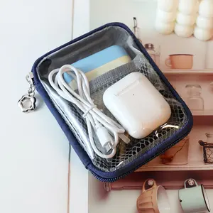 Portable Mini Travel Makeup Bag, Transparent Large Capacity Cosmetic Pouch, Small Storage Bag for Coins Lipstick Data Cable