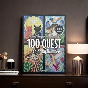 Greenish Spring 100 Quest Numbered Color by Number, 1 Count Adult Coloring Book, Art Craft Supplies, Painting Paper, Drawing & Coloring Activity Book, Valentine's Day gift